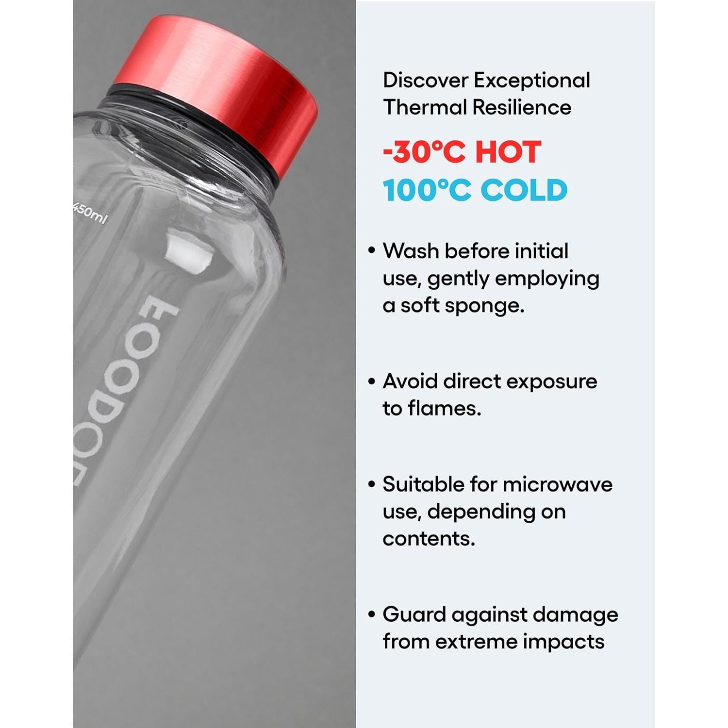Bottle for Drink Mix (Red, 16.9Fl Oz) - Leak Proof, Lightweight, Durable Sports Water Bottle. Reusable for Gym, Outdoor, Travel. BPA Free, Clear Beverage Container with Marker