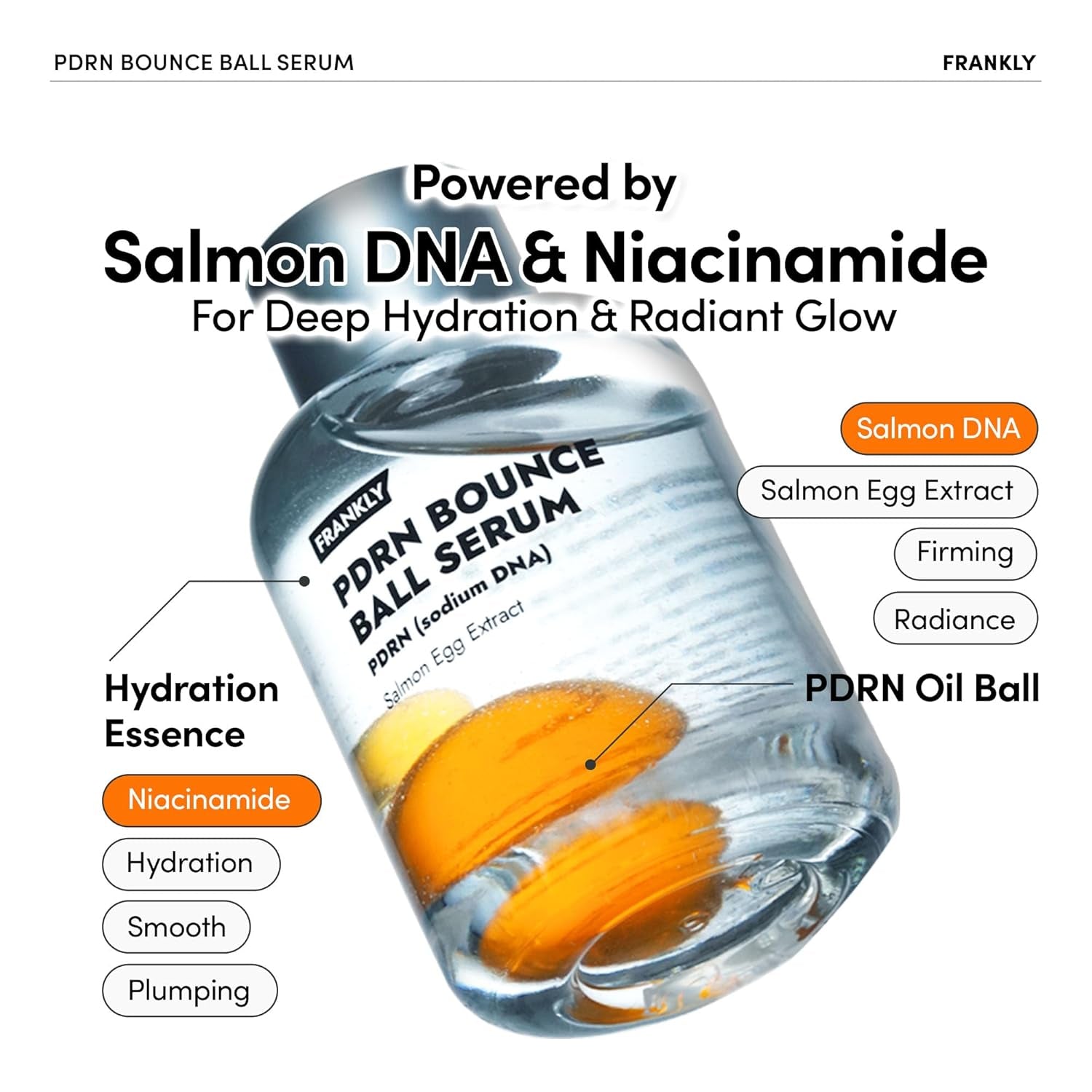 FRANKLY PDRN Bounce Ball Serum – 30ml | Firming, Plumping & Anti-Aging with Salmon DNA Technology