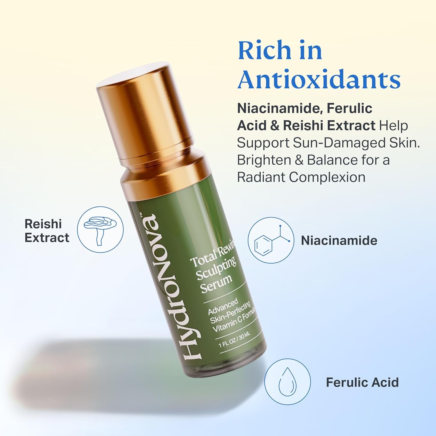 HYDRONOVA Total Rewind Sculpting Serum – 30ml | Brightening, Firming & Anti-Ageing Vitamin C Serum