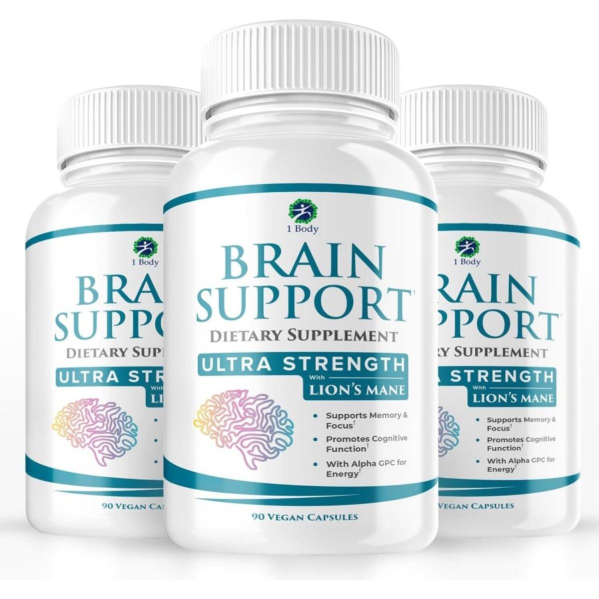 1 Body Brain Support Triple Pack - 90 Capsules Each - Glam Global UK