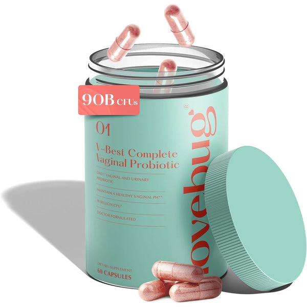 LoveBug Women's Health V-Best Complete Vaginal Probiotic – 60 Capsules | 90 Billion CFU, pH Balance, Yeast & UTI Support