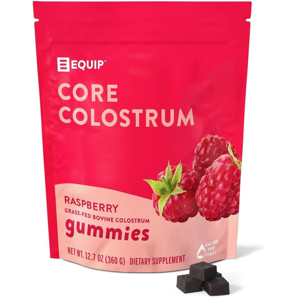 Equip Core Colostrum Gummies | Raspberry – 360g | Grass-Fed Bovine Colostrum for Gut, Immunity & Skin Support