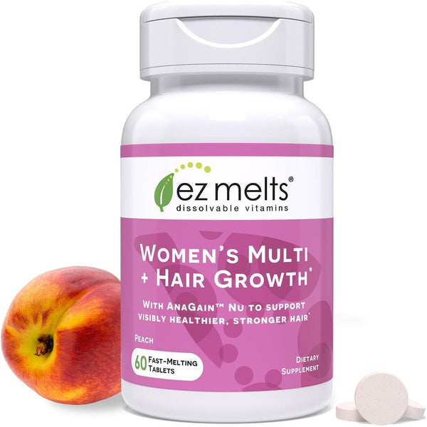 EZ Melts Dissolvable Vitamins Women’s Multi + Hair Growth – 60 Tablets | Fast-Melting Multivitamin with AnaGain Nu for Hair, Skin & Nail Health