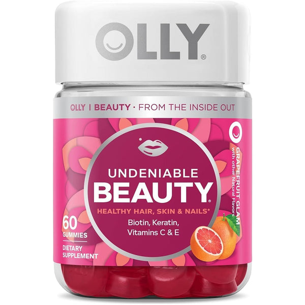 Undeniable Beauty Gummy, for Hair, Skin, Nails, Biotin, Vitamin C, Keratin, Chewable Supplement, Grapefruit, 30 Day Supply - 60 Count