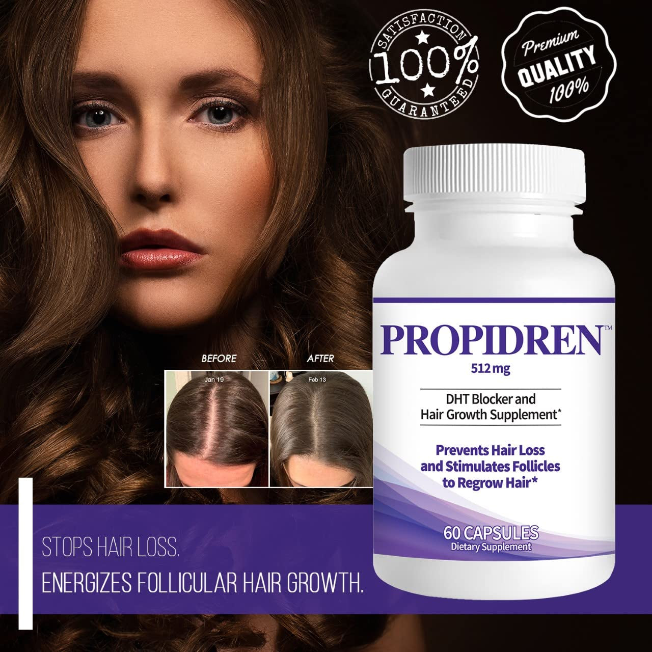 Pronexa Propidren – 512mg - 60 Capsules | DHT Blocker with Saw Palmetto, Biotin & Herbal Complex for Hair Loss Prevention