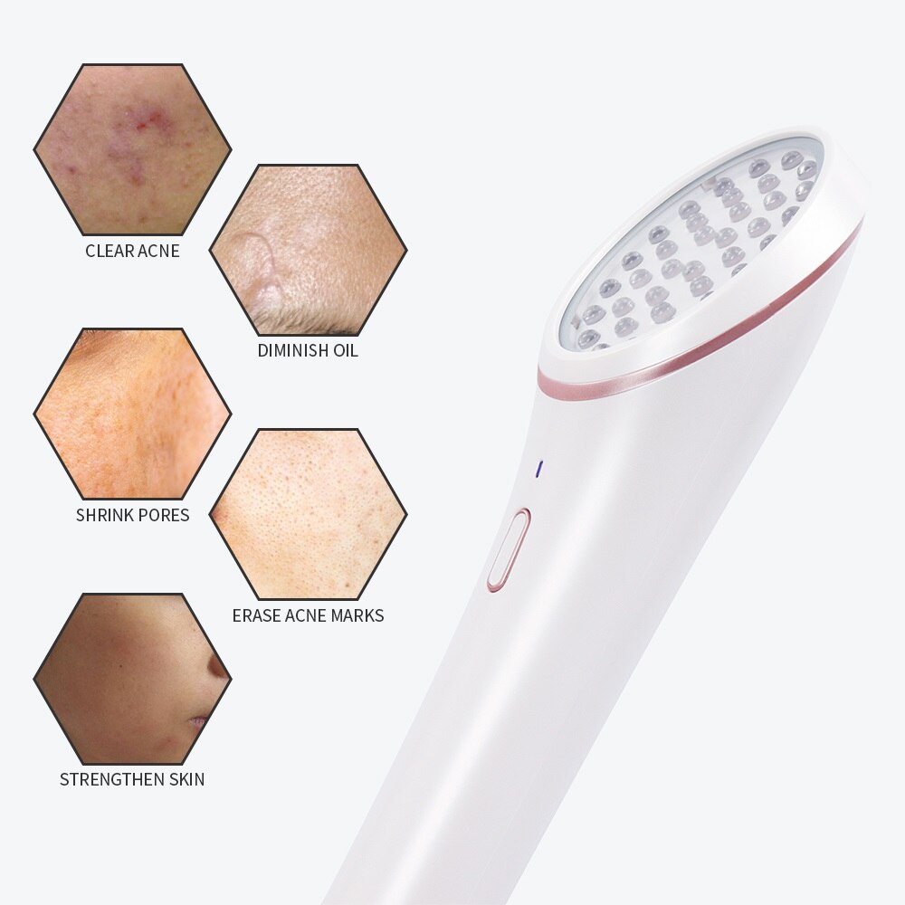 LED Photon Skin Rejuvenation Light Therapy Device – Red & Blue Light Acne Treatment, Wrinkle Reduction & Skin Repair Tool