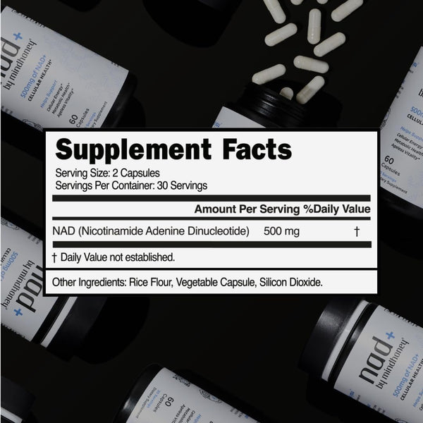 MINDHONEY NAD+ Energy & Cellular Vitality Supplement – 60 Capsules | Boost Focus, Stamina & Anti-Ageing Support