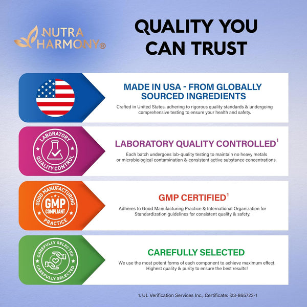 NUTRAHARMONY 5-MTHF Methylfolate Supplement – 60 Capsules | High-Potency Active B9 with B2, B6, B12 & Magnesium