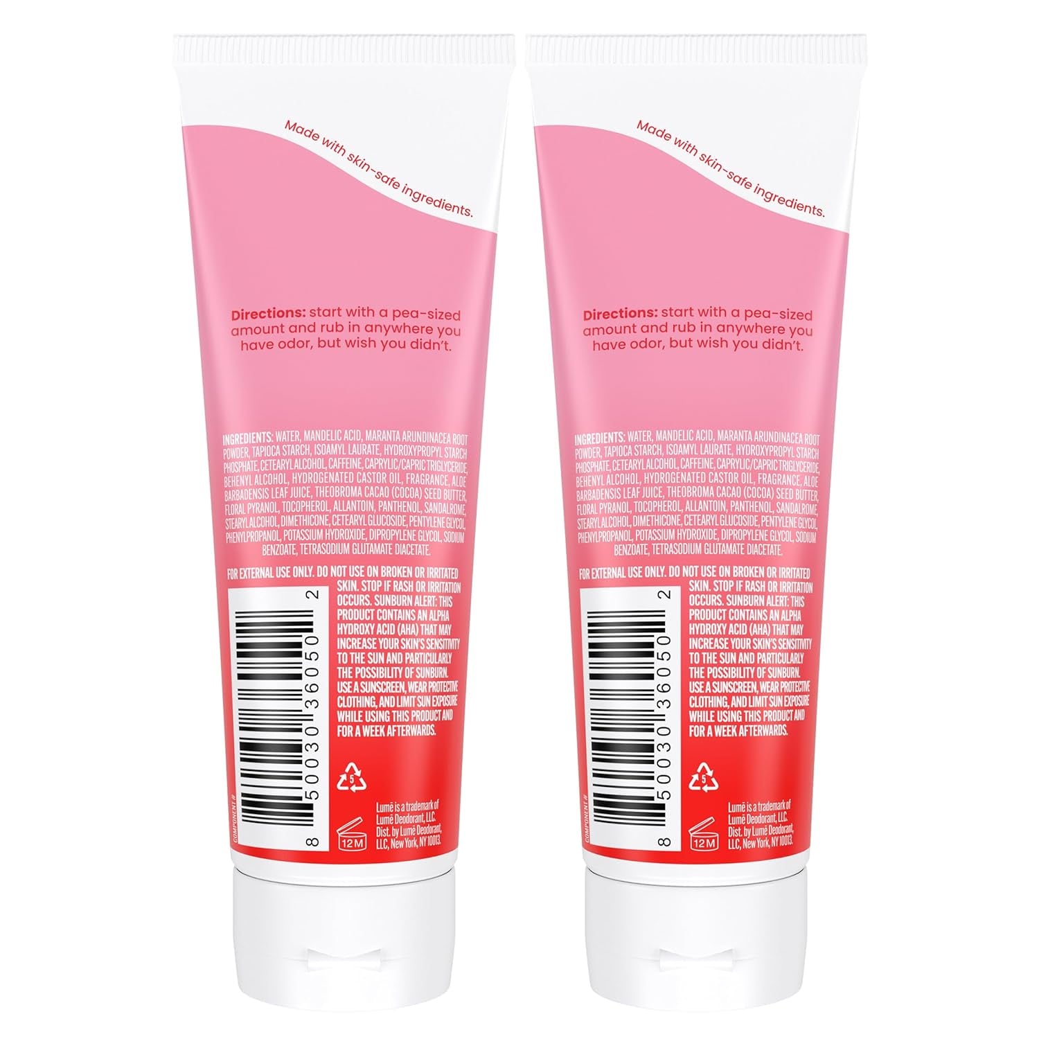 Lume Whole Body Deodorant - Invisible Cream (Peony Rose) - 85g (Pack of 2)