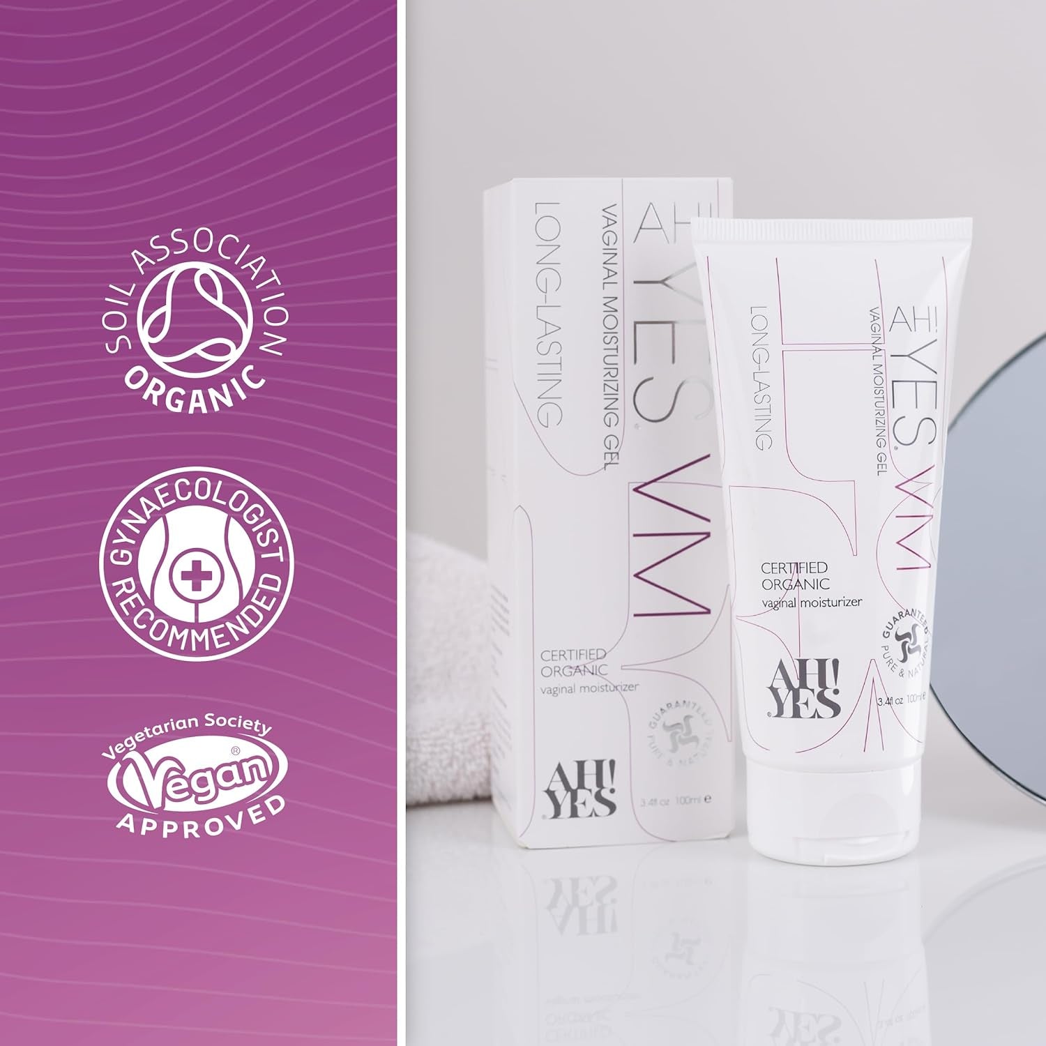 AH! YES® VM Certified Organic Vaginal Moisturizer – 100ml | Natural, Hormone-Free Hydration for Intimate Comfort