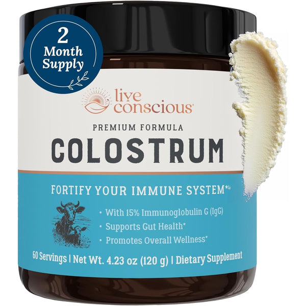 Live Conscious Colostrum Powder – 120g | Immune & Gut Health Support | 60 Servings