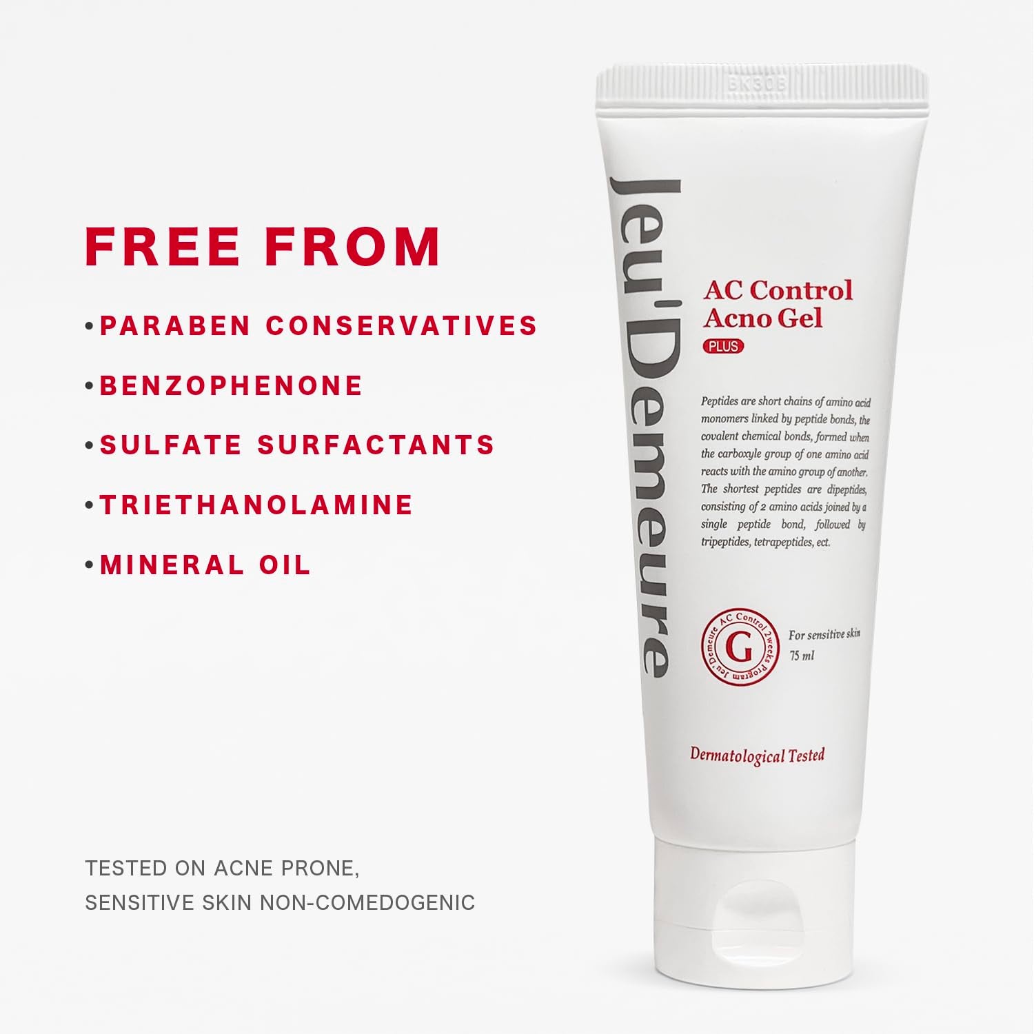 JEU'DEMEURE AC Acno Control Gel Plus – 75ml | Peptide-Infused Acne & Redness Gel