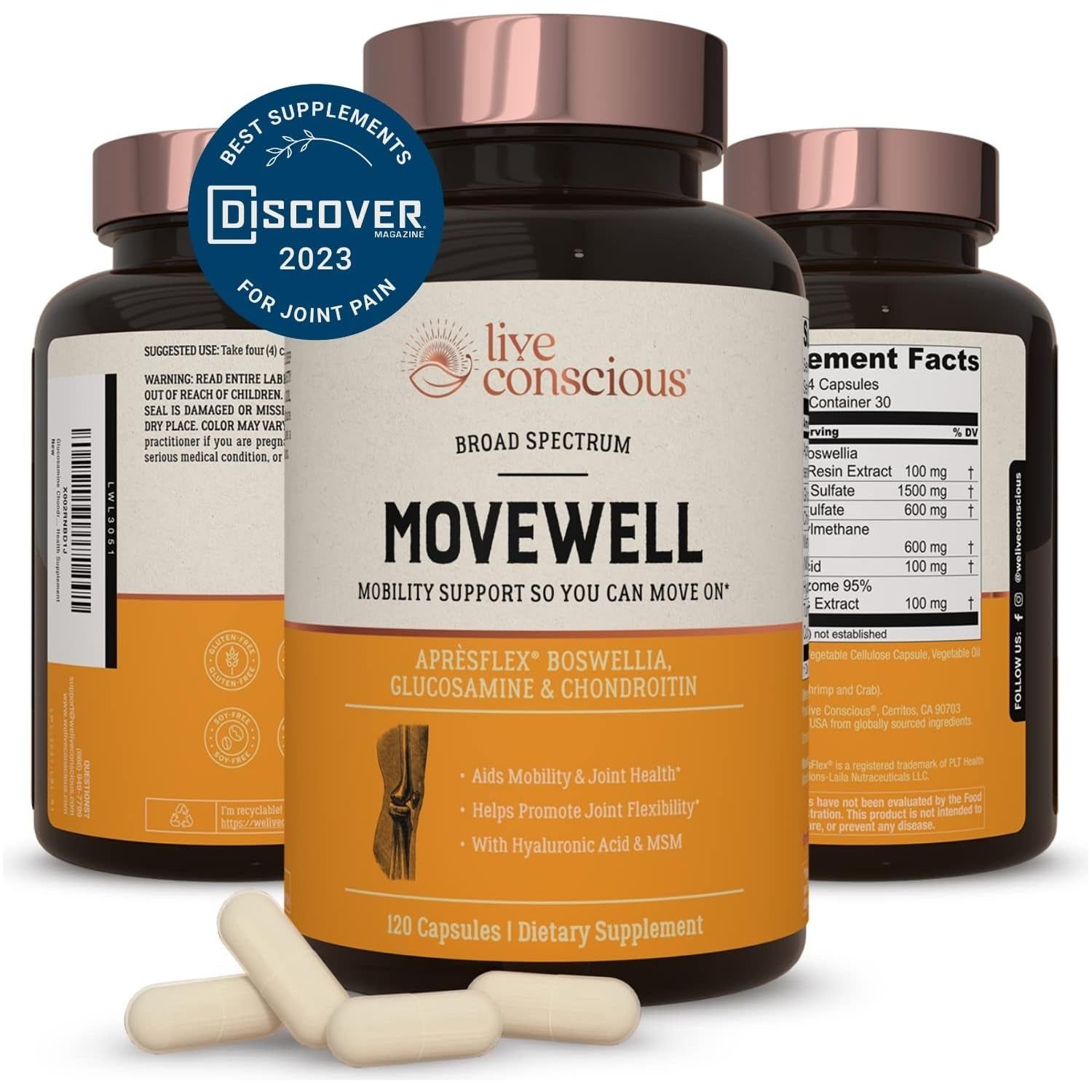 Live Conscious MoveWell – 120 Capsules | Joint Mobility, Flexibility & Comfort Support