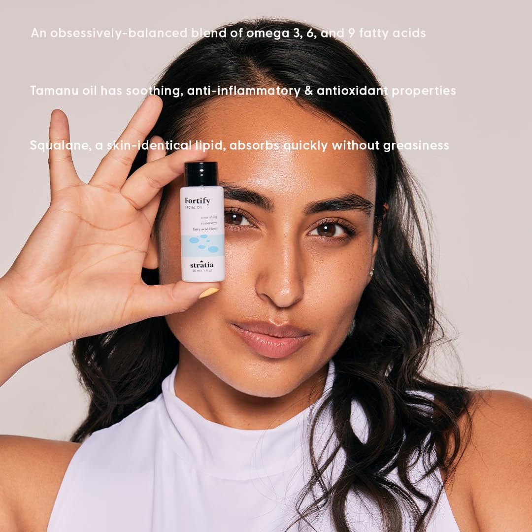 Fortify Restorative Facial Oil - Omega Fatty Acid Blend for Dry, Sensitive & Combination Skin - Non-Greasy, Barrier-Strengthening Hydration with Camellia, Tamanu & Marula Oils - 1 Fl Oz