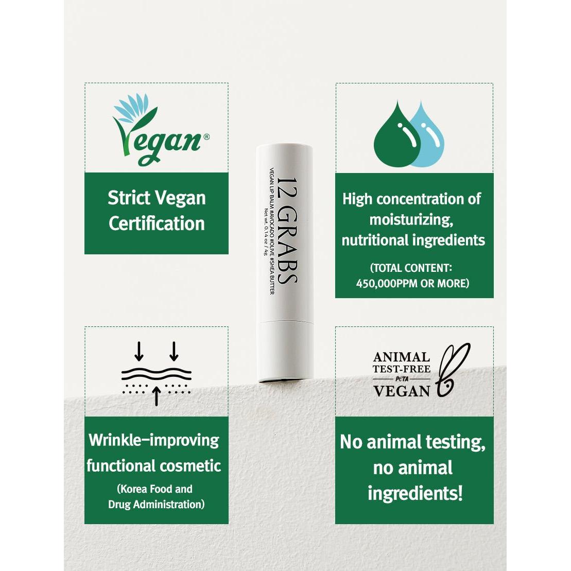 12GRABS Vegan Lip Balm 4g - Glam Global UK