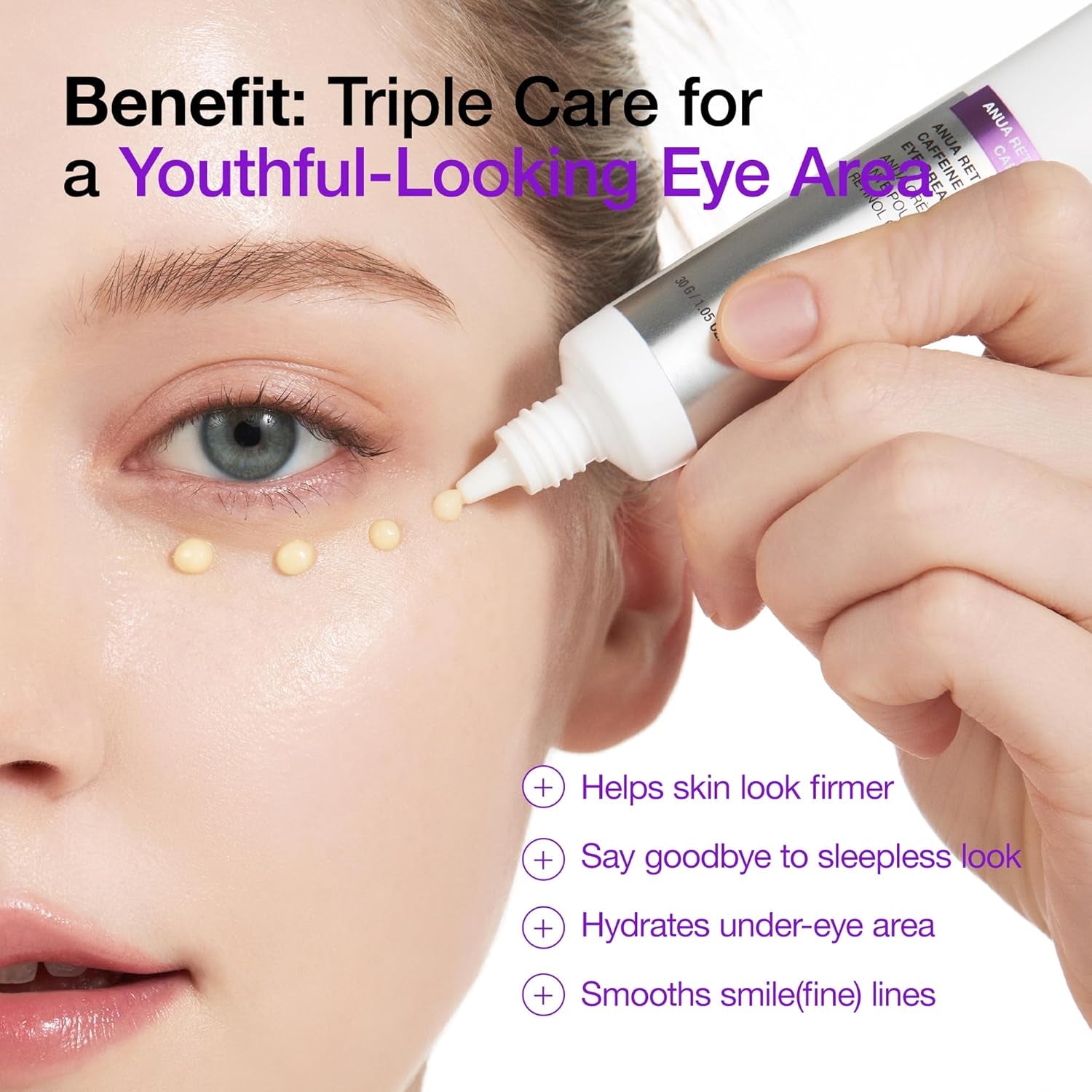 ANUA Retinol 0.1+ Caffeine Revitalizing Eye Cream – 30g | Firming, Brightening & Hydrating