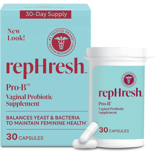 Rephresh Pro-B Vaginal Probiotic Supplement – 30 Capsules | Clinically Studied Strains for Feminine Balance