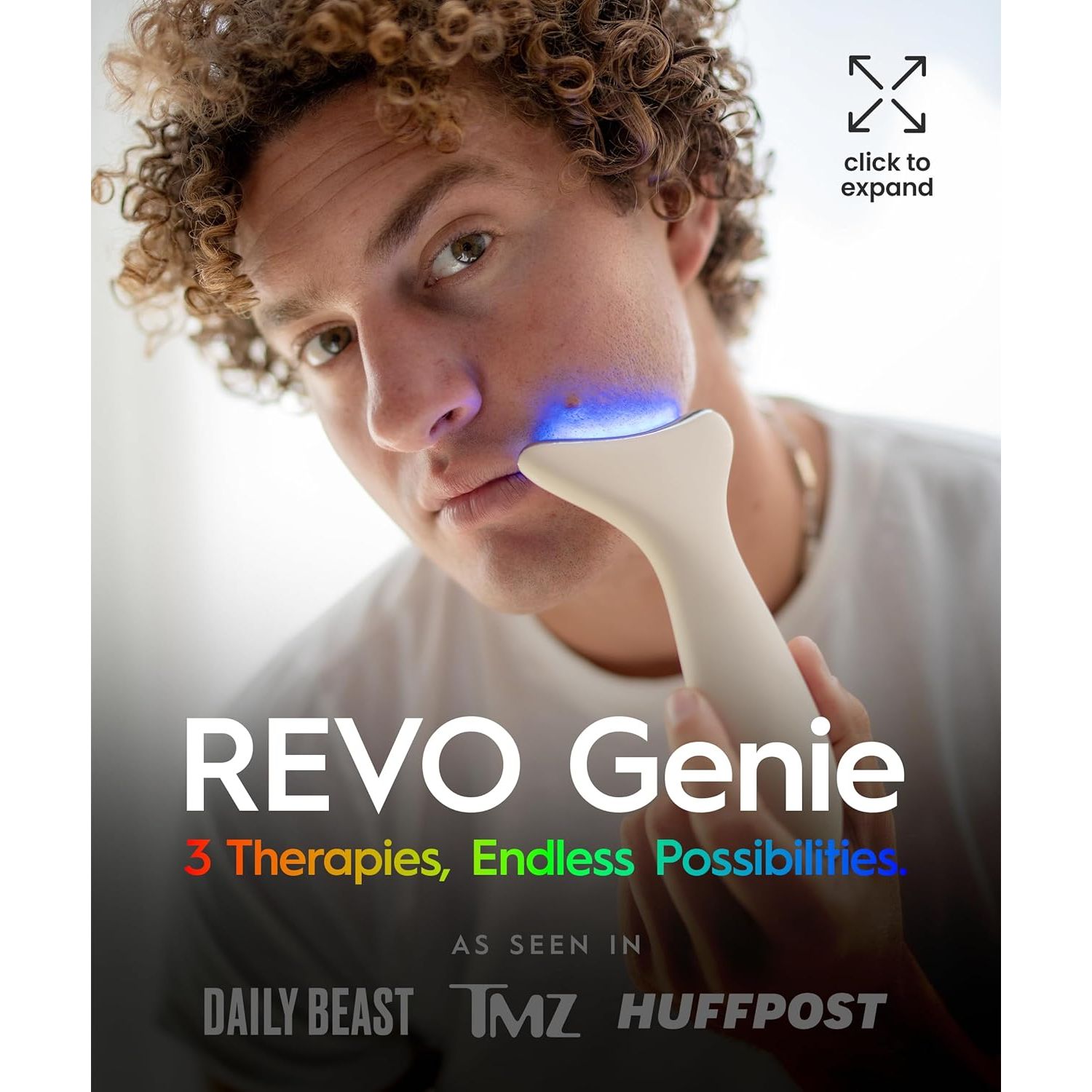 REVOMADIC REVO Genie | 3-In-1 Face & Neck Beauty Massager (Beige)