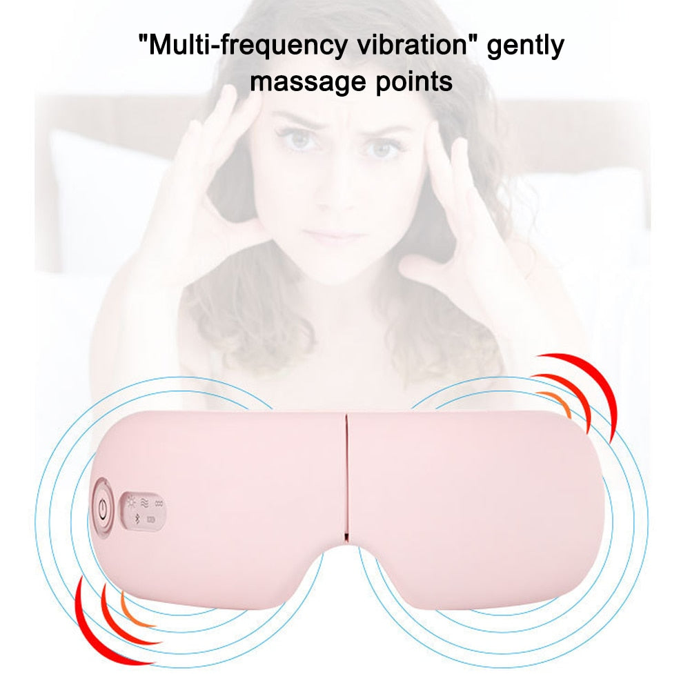 Bluetooth Smart Eye Massager – Hot Compress, Vibration & Air Pressure Therapy with Music