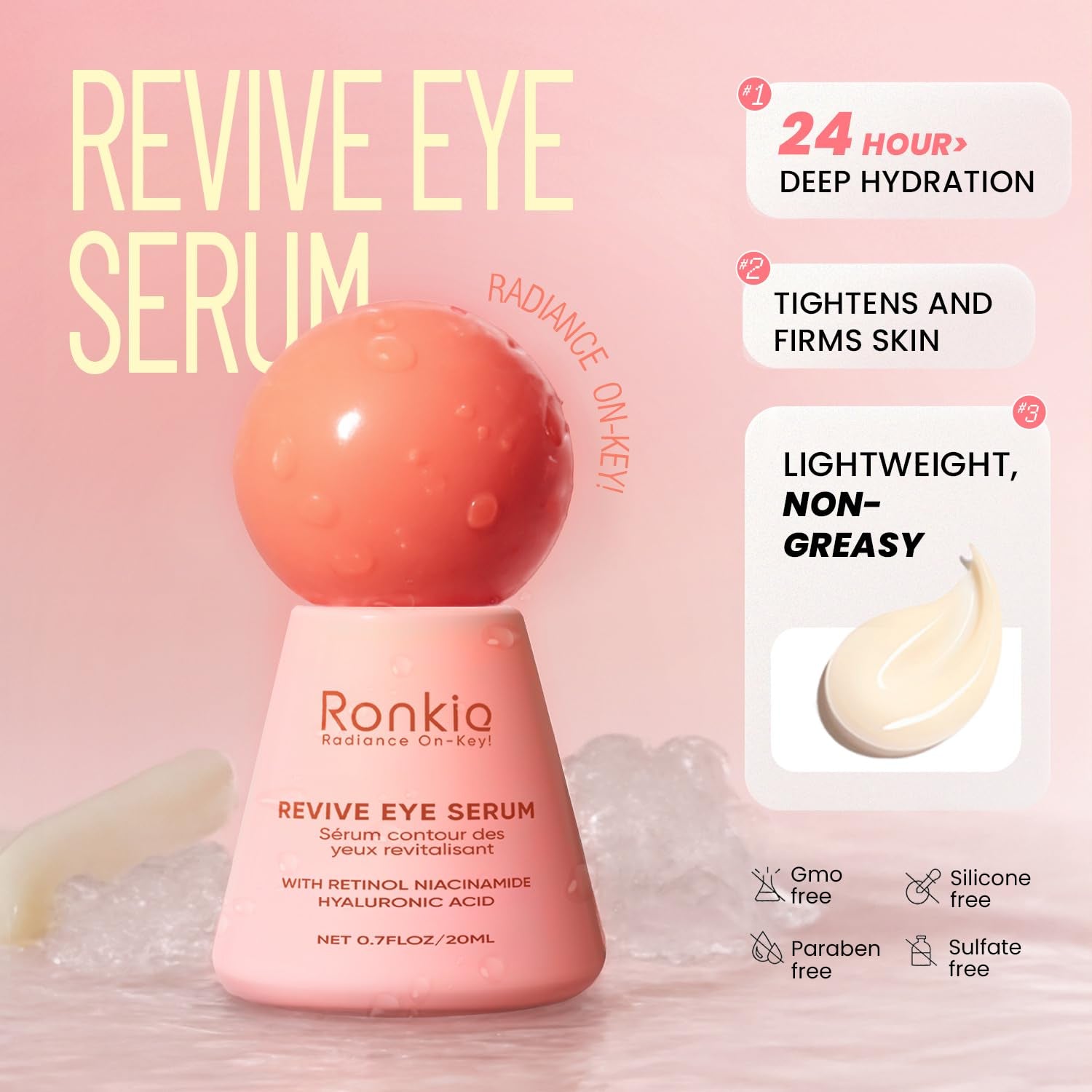 RONKIE Revive Eye Serum – 20ml | Retinol & Niacinamide Anti-Aging Eye Treatment