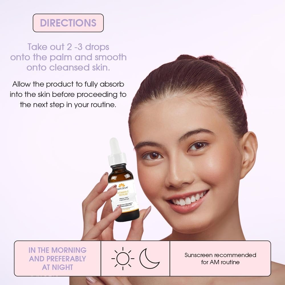 SKIN DEVA Vitamin C Serum + Matrixyl 3000™ + Hyaluronic Acid – 30ml | Brightening, Anti-Wrinkle & Hydrating