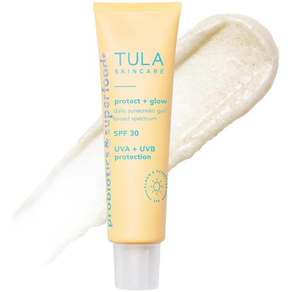 TULA SKINCARE Protect + Glow Daily Sunscreen Gel Broad Spectrum SPF 30 – 100ml | Invisible, Hydrating Sun Protection