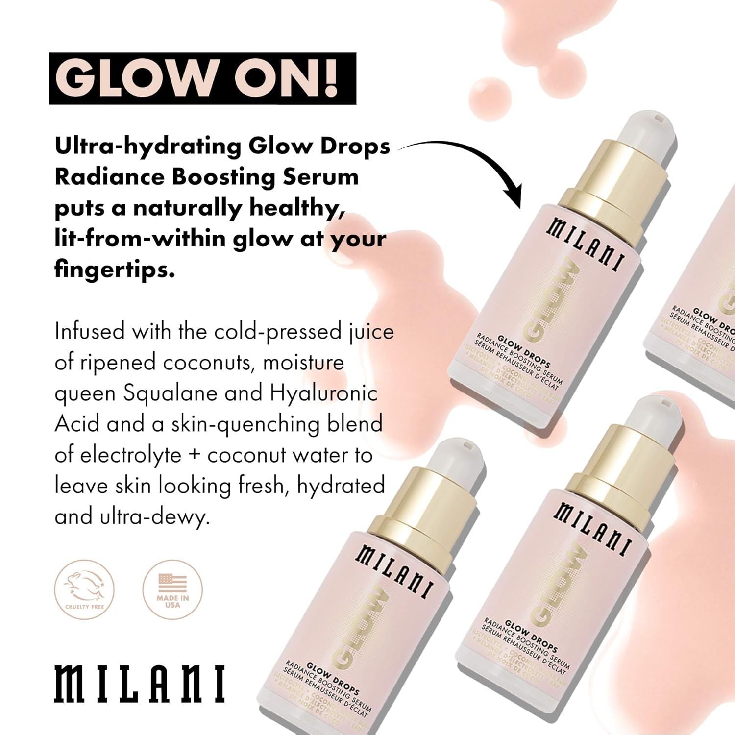 Milani Glow Drops Radiance Boosting Serum – 30ml | Hydrating, Dewy & Radiant Glow