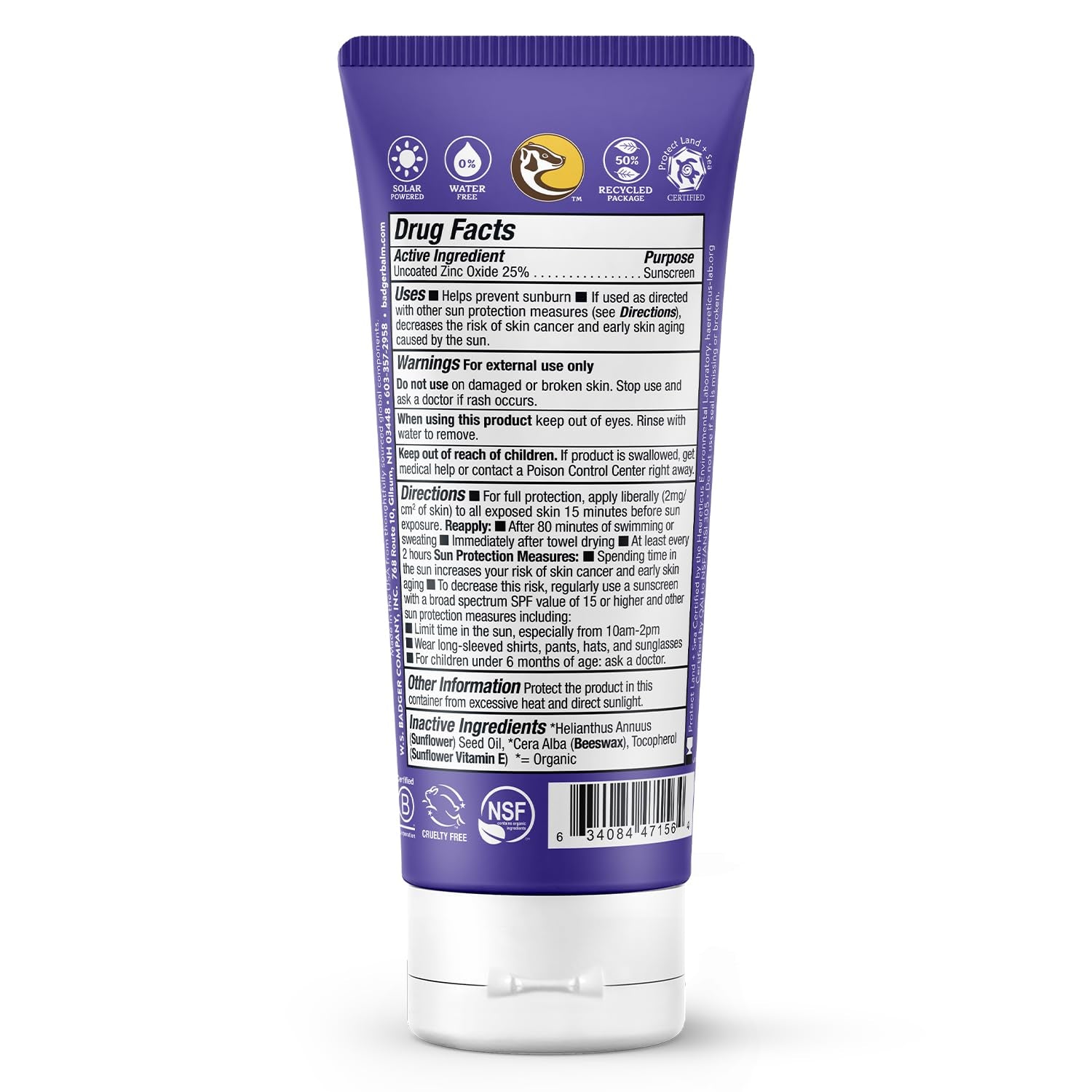 Mineral Sunscreen SPF 50 Zinc Oxide Sunscreen with 98% Organic Ingredients, Reef-Safe, Broad-Spectrum, Hypoallergenic, Water Resistant, Unscented Adventure Sport 2.9 Fl Oz