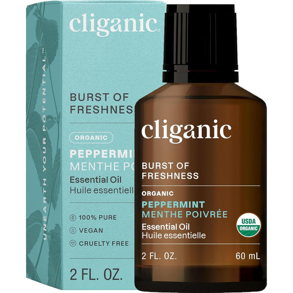 Cliganic Organic Peppermint Essential Oil – 60ml | 100% Pure, USDA Certified for Aromatherapy & DIY Use