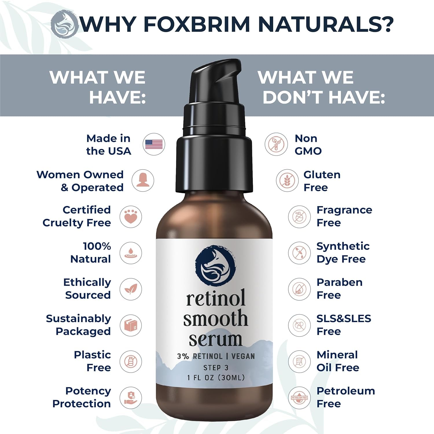 Foxbrim Naturals Retinol Smooth Serum – 30ml | Anti-Aging, Firming & Collagen Boosting