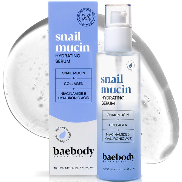 Baebody Snail Mucin Hydrating Serum – 100ml | Collagen-Infused K-Beauty Serum for Dewy Skin, Dark Spots & Fine Lines