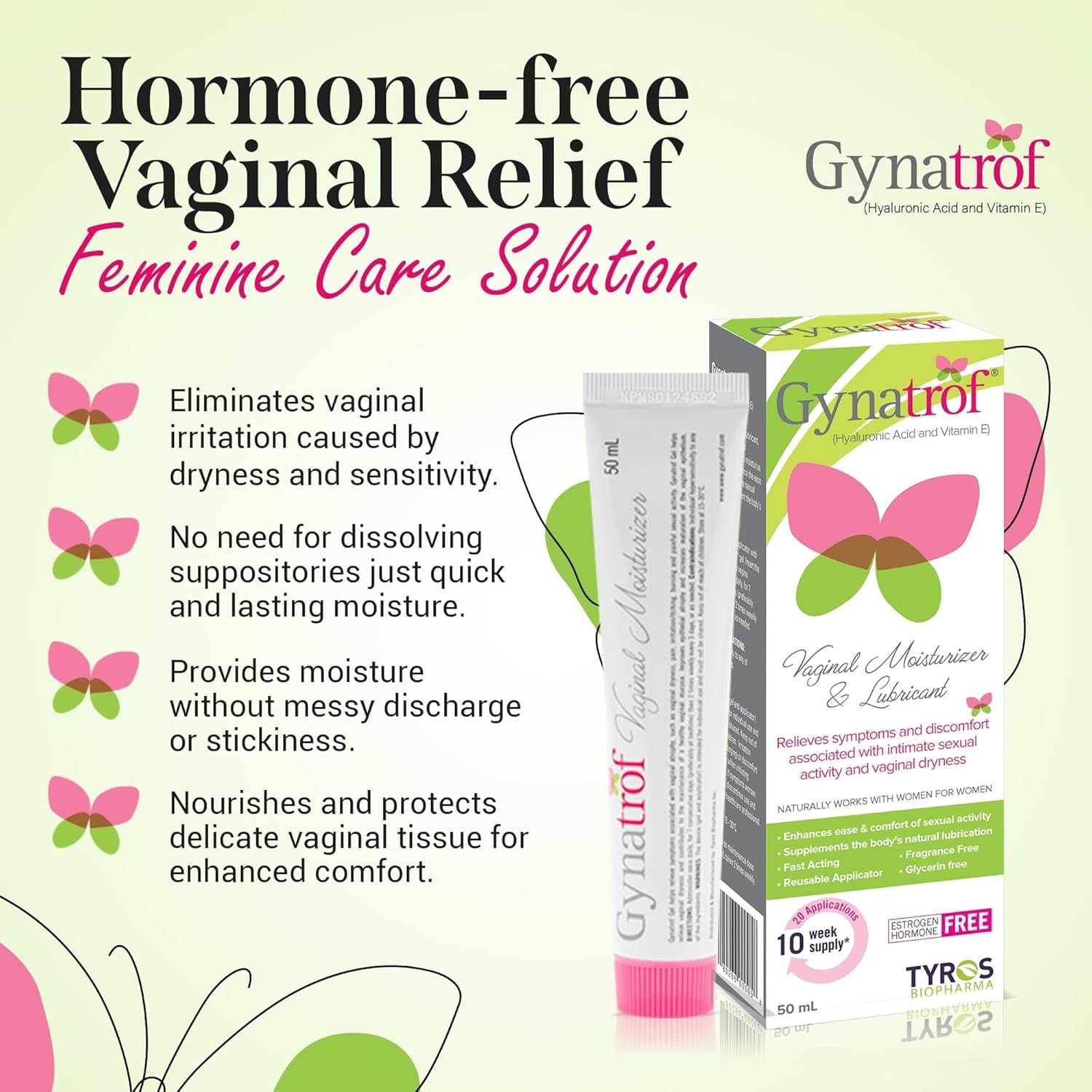 Gynatrof Vaginal Moisturizer – 50ml (20 Applications) | Fast-Acting, Hormone-Free Relief for Vaginal Dryness