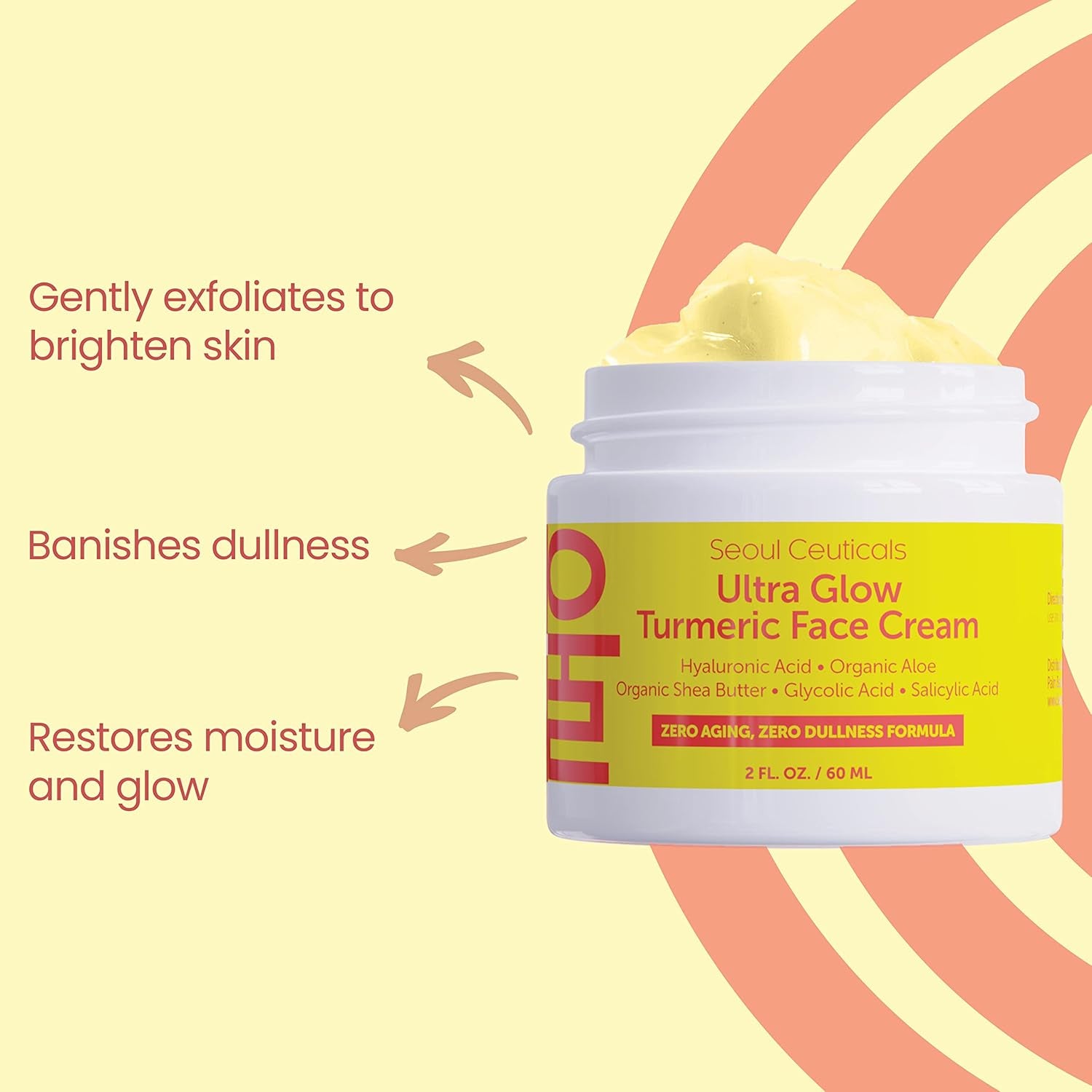 SeoulCeuticals Ultra Glow Turmeric Face Cream – 60ml | Brightening, Exfoliating & Hydrating Moisturiser for Radiant Skin