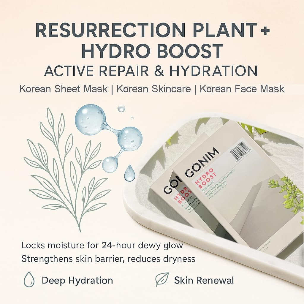 GONIM Hydro Boost Mask – 15 Sheets | 7X Hyaluronic Acid, Collagen & Vitamin C Hydration