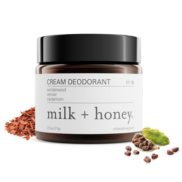 milk + honey Cream Deodorant No. 46 – 71g | Aluminum-Free Natural Deodorant with Sandalwood, Vetiver & Cardamom