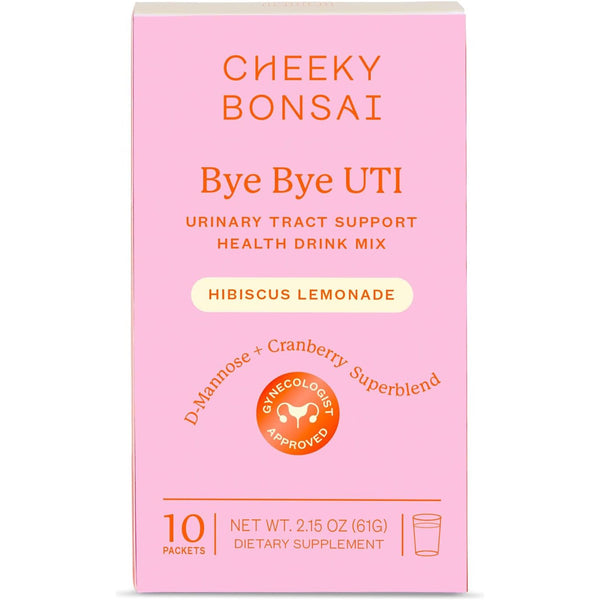 Cheeky Bonsai Bye Bye UTI – 10 Hibiscus Lemonade Drink Mix Packets | D‑Mannose & Cranberry UTI Support