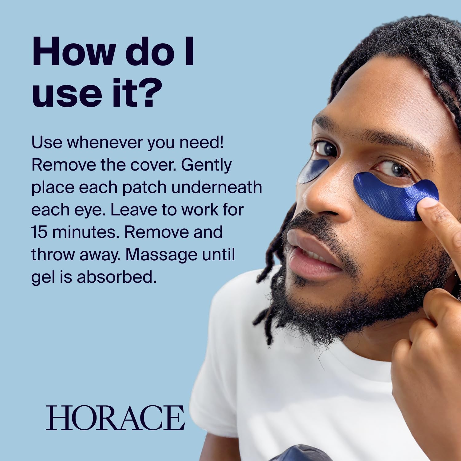 HORACE Anti-Fatigue Under Eye Patches – 5 Pairs | Depuffing, Hydrating & Brightening Gel Masks for Tired Eyes