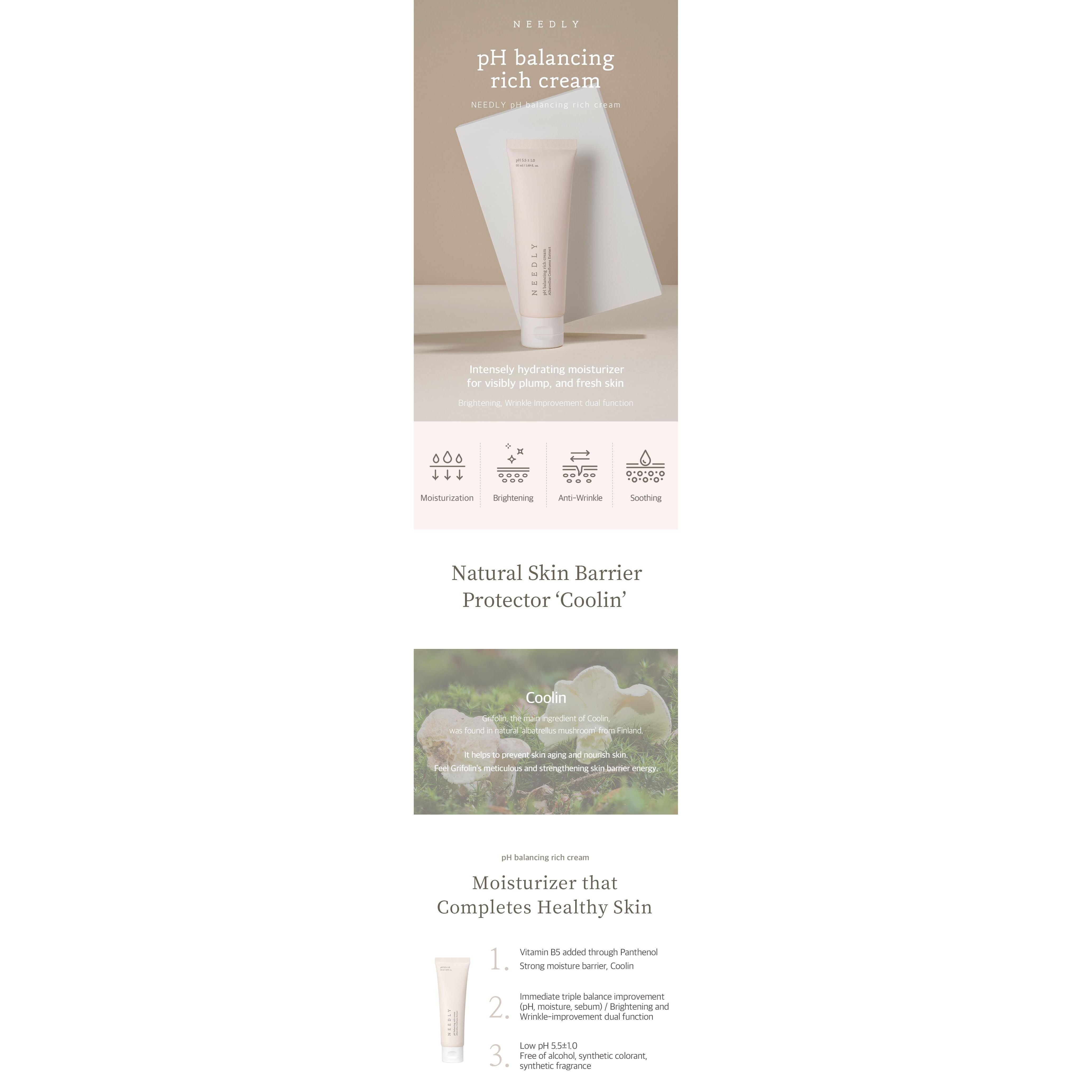 Needly ph Balancing Rich Cream 50ml – Calm Brighten Hydrate Skin Radiance