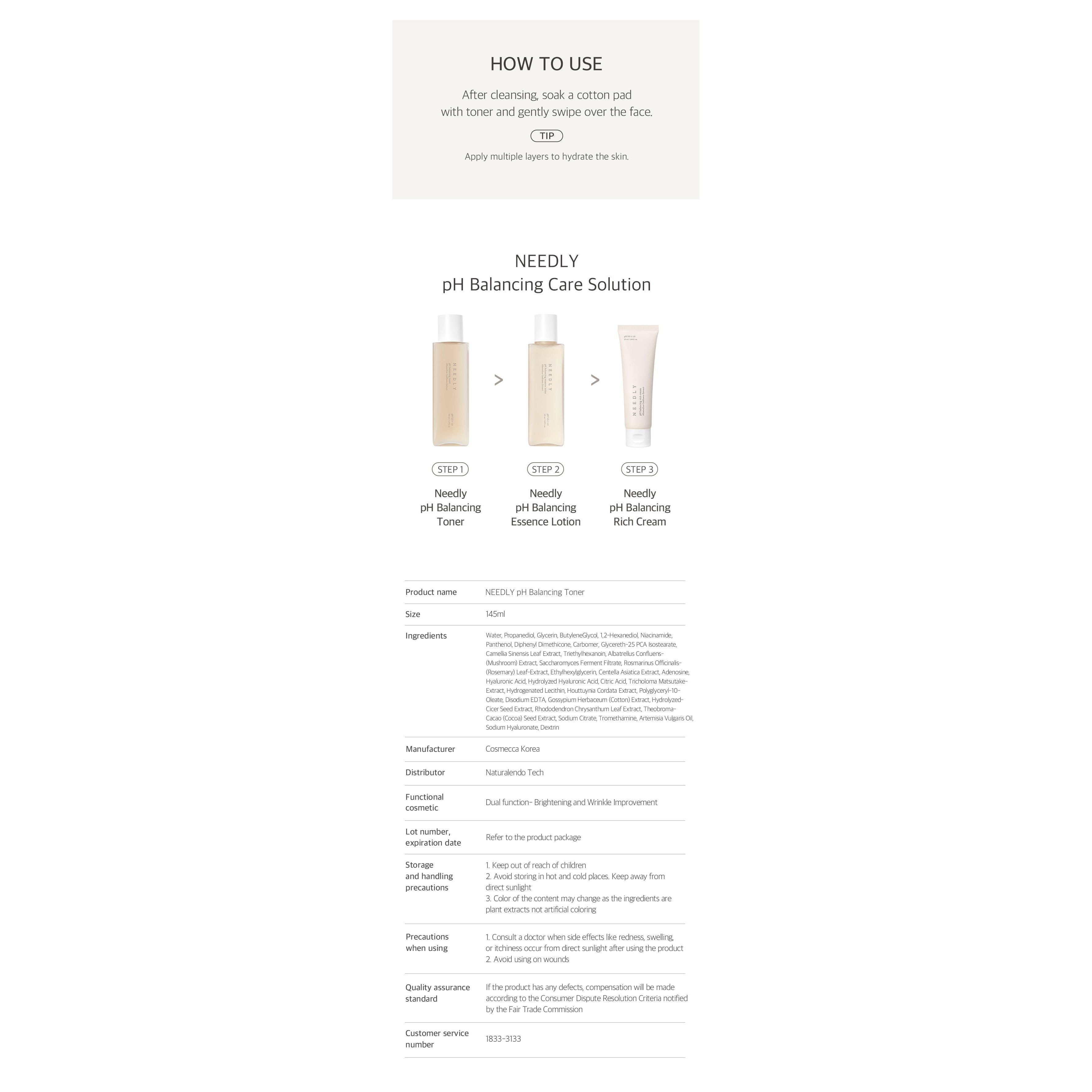 Needly pH Balancing Toner 145ml – Hydration & Brightening