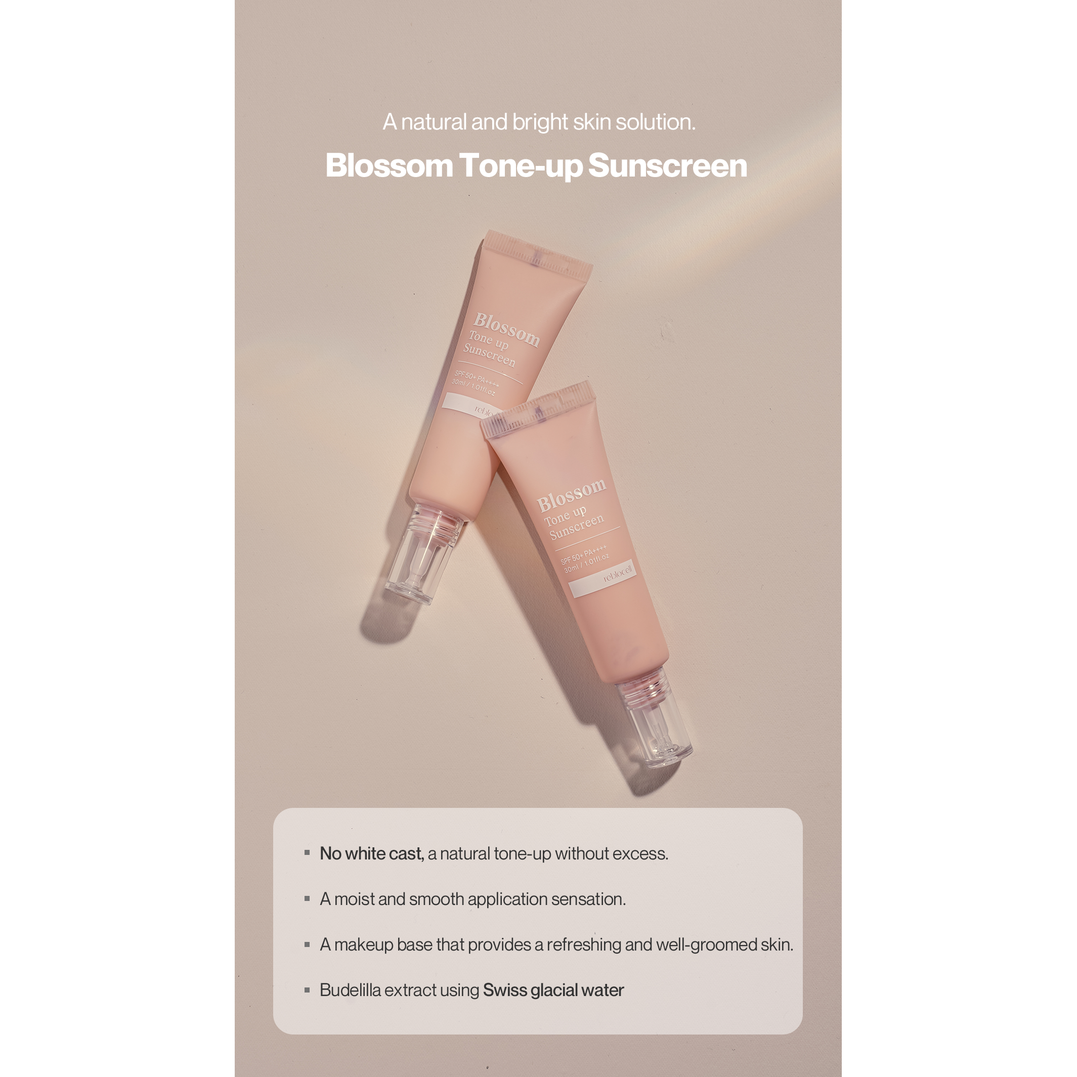 Reblocell Blossom Tone Up Sunscreen 30ml - Tone Up Glow