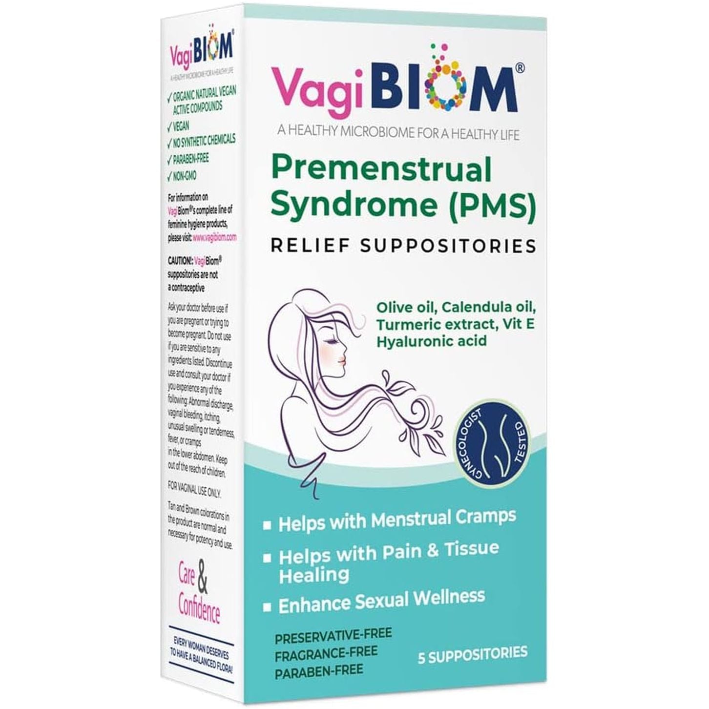 VagiBiom Premenstrual Syndrome (PMS) Relief Suppositories - 5 Suppositories | Natural Relief for Menstrual Discomfort