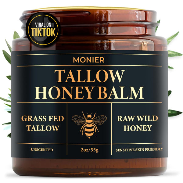 MONIER Tallow Honey Balm (Unscented) – 55g | Ultra-Nourishing Balm for Sensitive, Dry, and Irritated Skin
