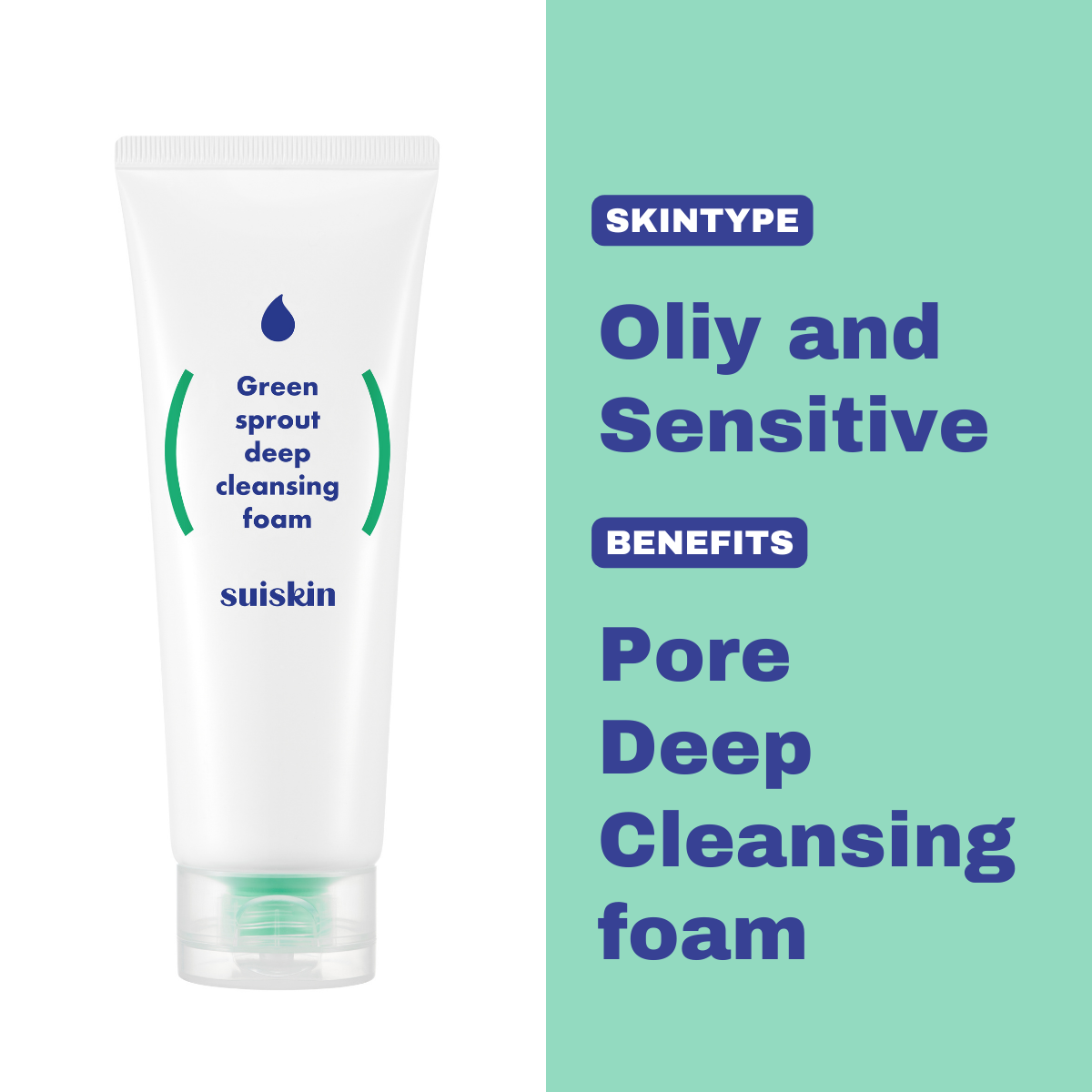 Suiskin Green Sprout Deep Cleansing Foam 150ml – Oil Control & Clear Pores