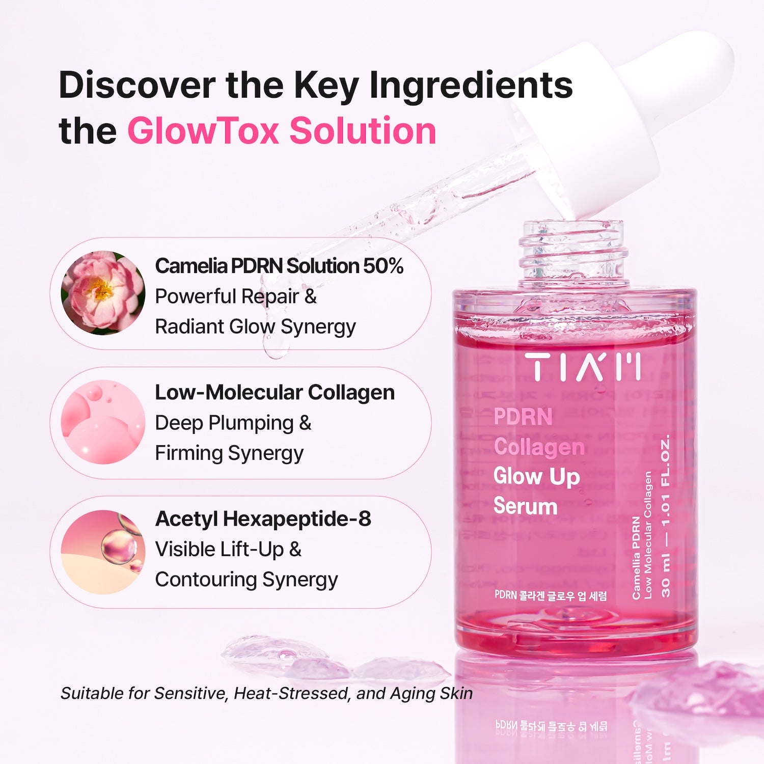 TIAM PDRN Collagen Glow Up Serum 30ml – 3D Plump Glow Contours