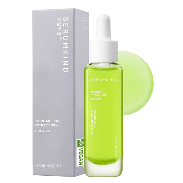 SERUMKIND Muscat Discoloration Correcting Facial Serum - 1Fl Oz - Blemishes & Blackhead Remover - Vegan Not Tested on Animals - Korean Skin Care - PHA Redness Relief and Exfoliating