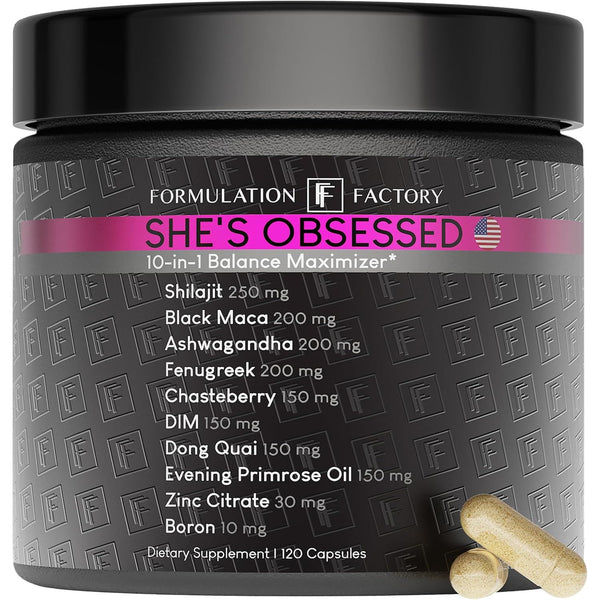 Formulation Factory She’s Obsessed: 10-In-1 Hormone Balance Maximizer – 120 Capsules | Mood, Energy & Vitality Support