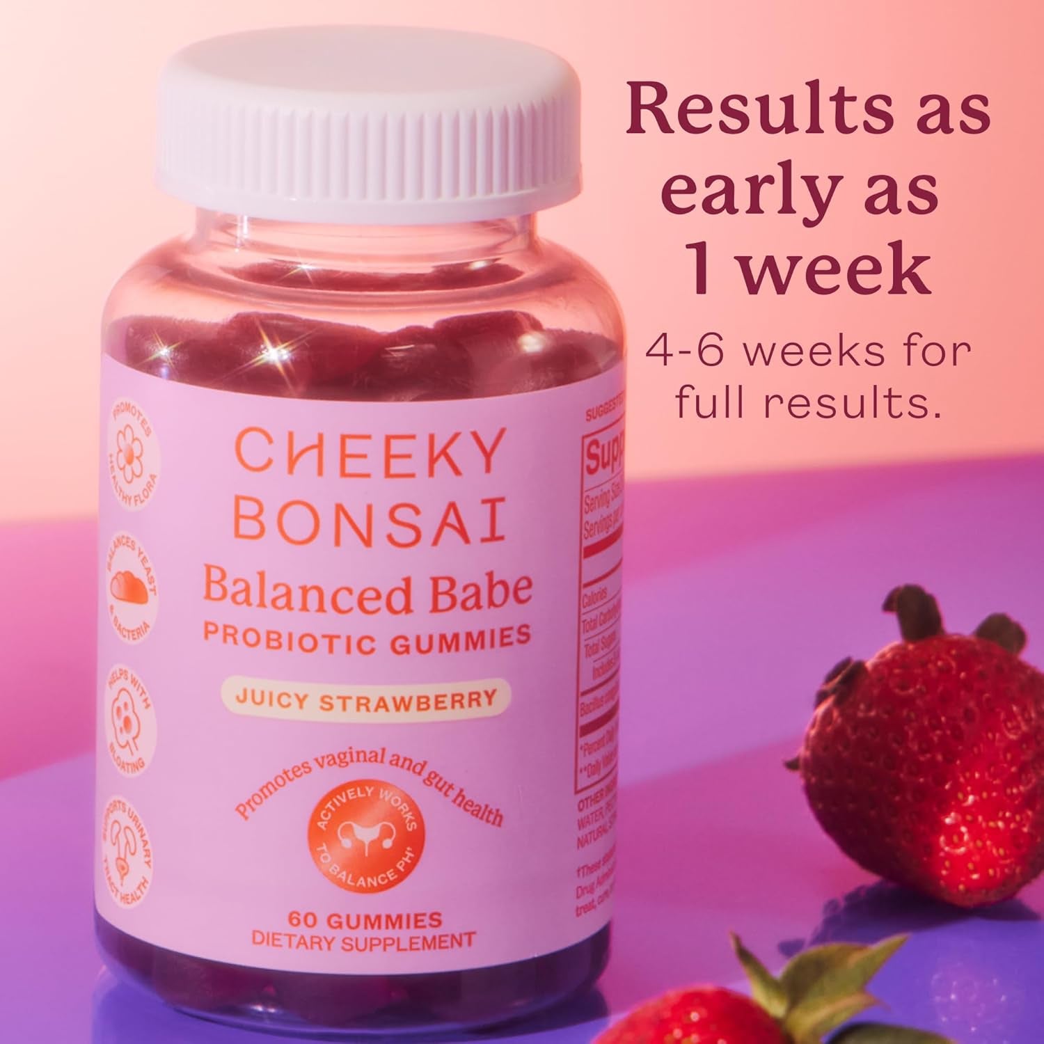 Cheeky Bonsai Balanced Babe Probiotic Gummies – 60 Gummies | Supports Vaginal, Digestive & Urinary Tract Health