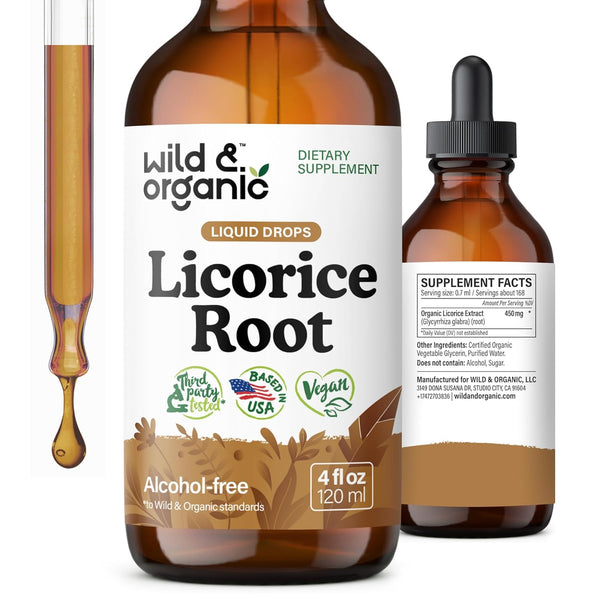 Licorice Root Tincture - Digestive, Lung & Skin Support - Licorice Root Extract Liquid Drops - Vegan, Sugar & Alcohol-Free Supplement - 4 Fl Oz