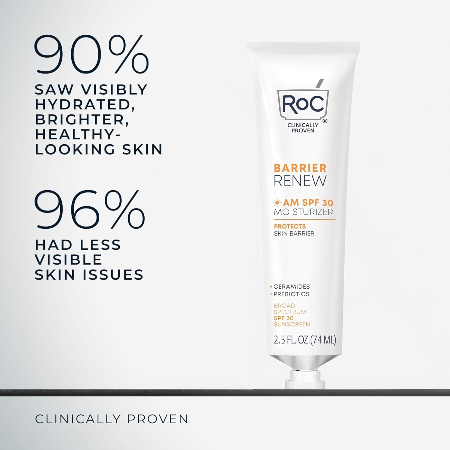 RoC Barrier Renew AM SPF 30 Moisturizer (74ml) with Retinol Correction Line Smoothing Eye Cream Packette (2ml)