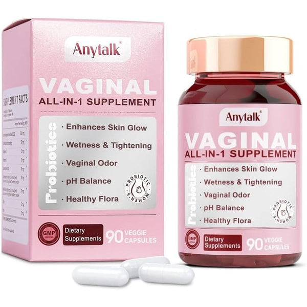 ANYTALK Vaginal All-In-1 Supplement – 90 Capsules | Probiotic Support for Odour Control & pH Balance